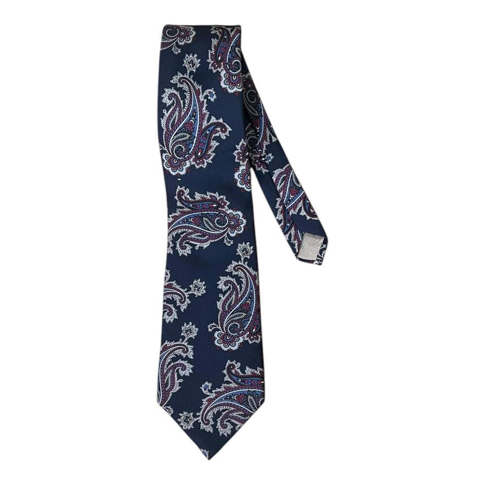 Christian Dior Men's Monsieur Tie Purple Paisley Pattern 100% Silk NeckTie